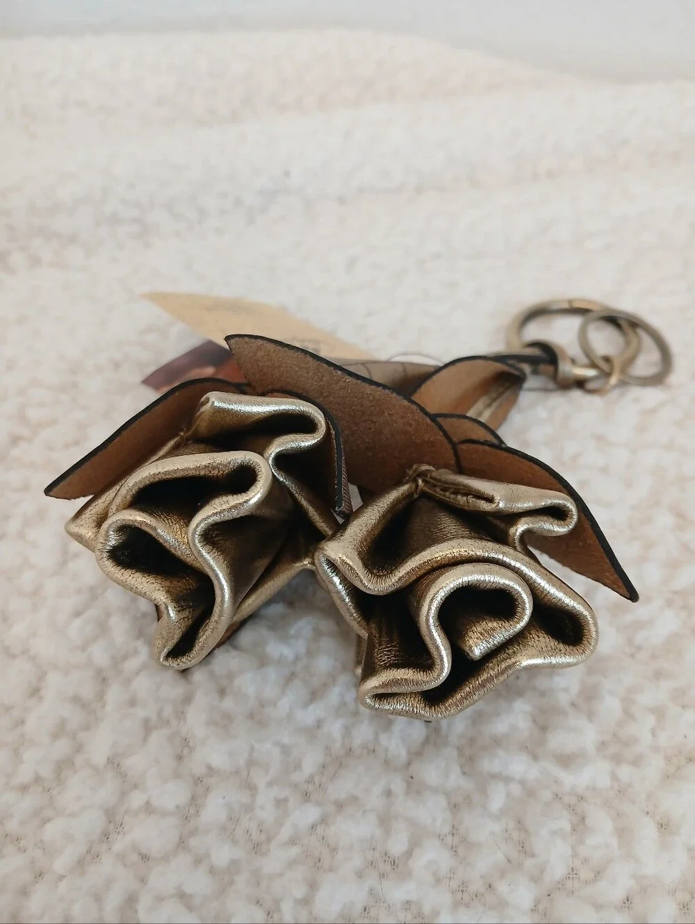 Patricia Nash Antique Gold Laced Rose Keychain NWT